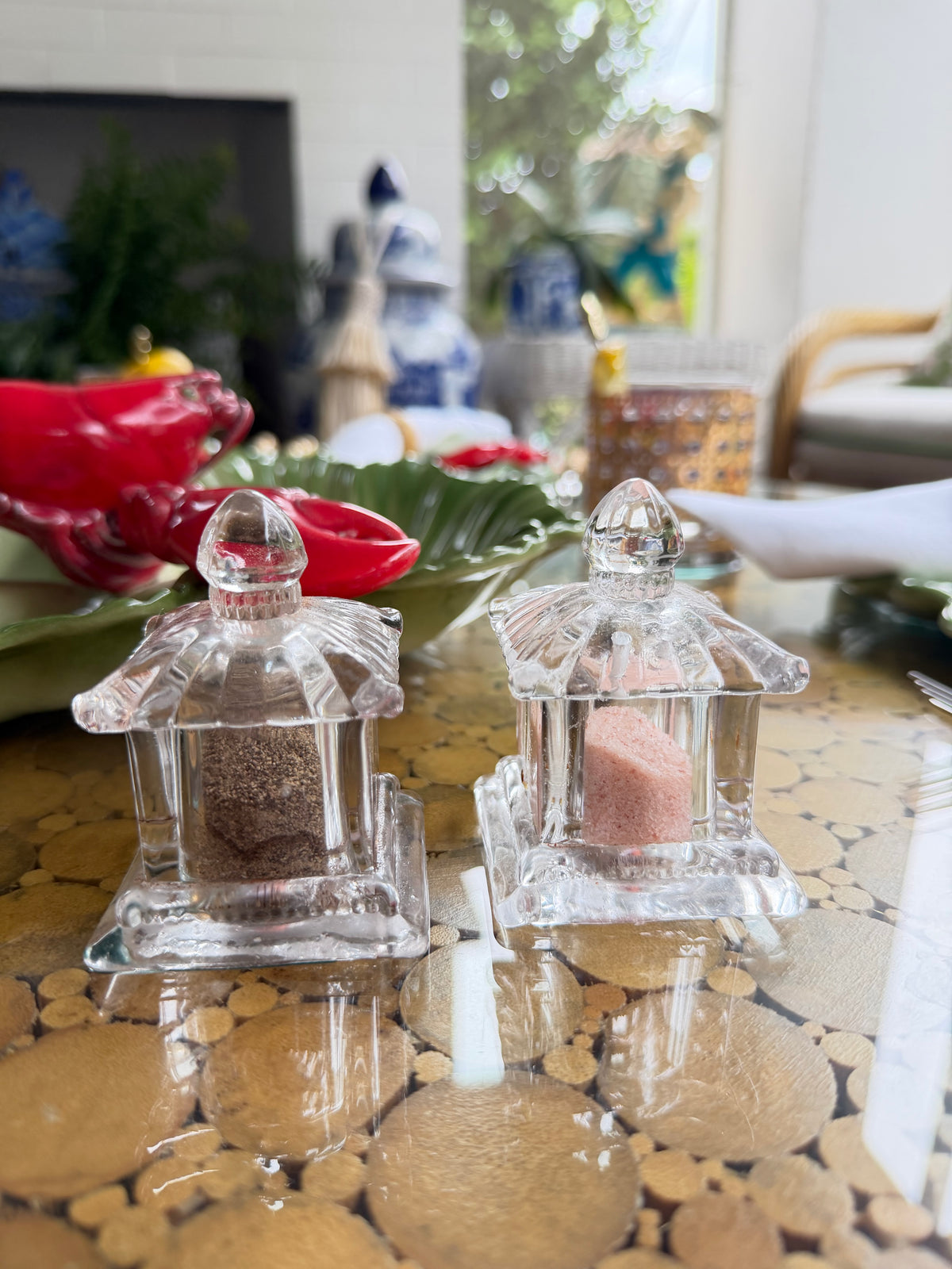 Pagoda Salt & Pepper Set by Godinger CLEARANCE — Originally $19, now $15. Final sale.