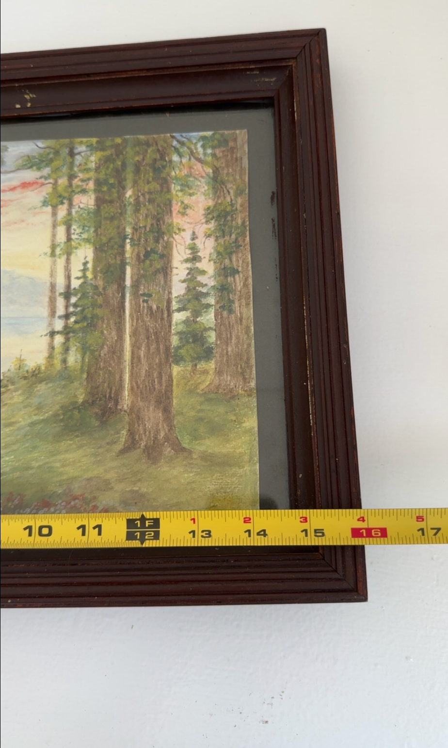 Antique 1921 Signed Forest Landscape Watercolor Painting