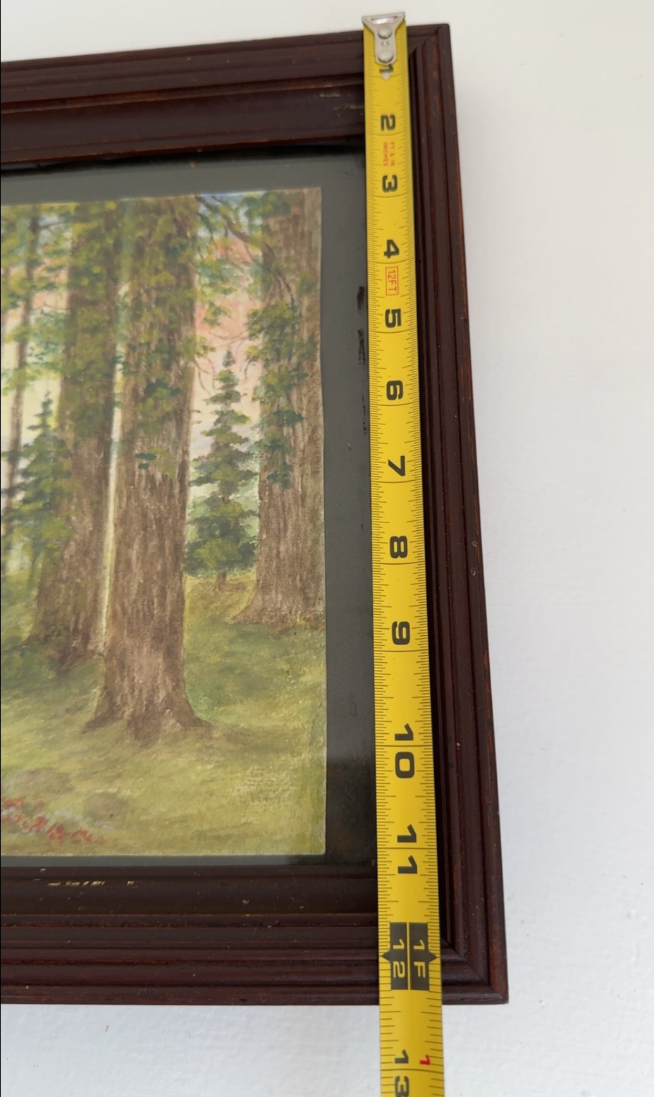 Antique 1921 Signed Forest Landscape Watercolor Painting
