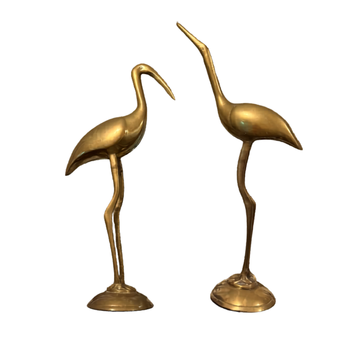 Vintage Solid Brass Crane Pair