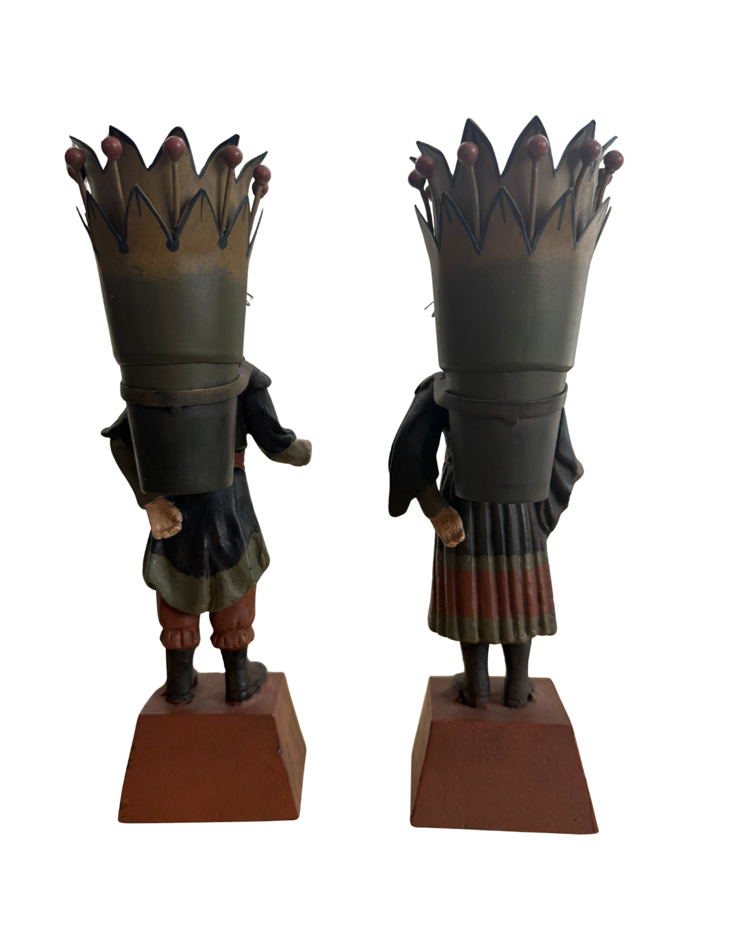 Vintage Painted Tole Chinoiserie Figures, In the Manner of Chelsea House