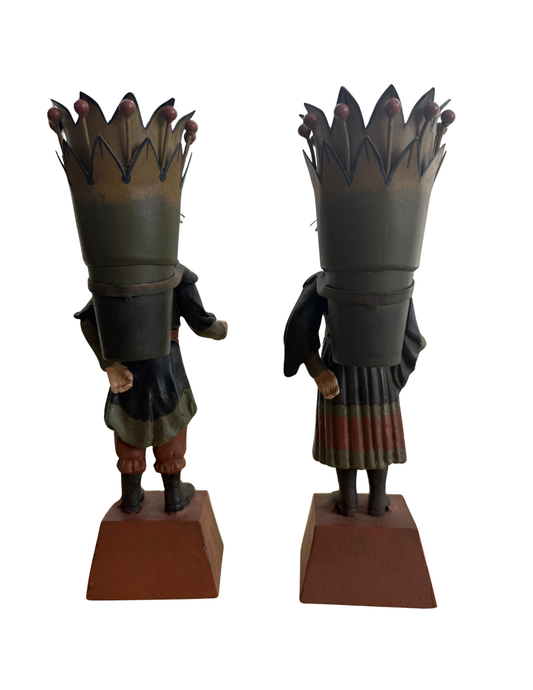 Vintage Painted Tole Chinoiserie Figures, In the Manner of Chelsea House