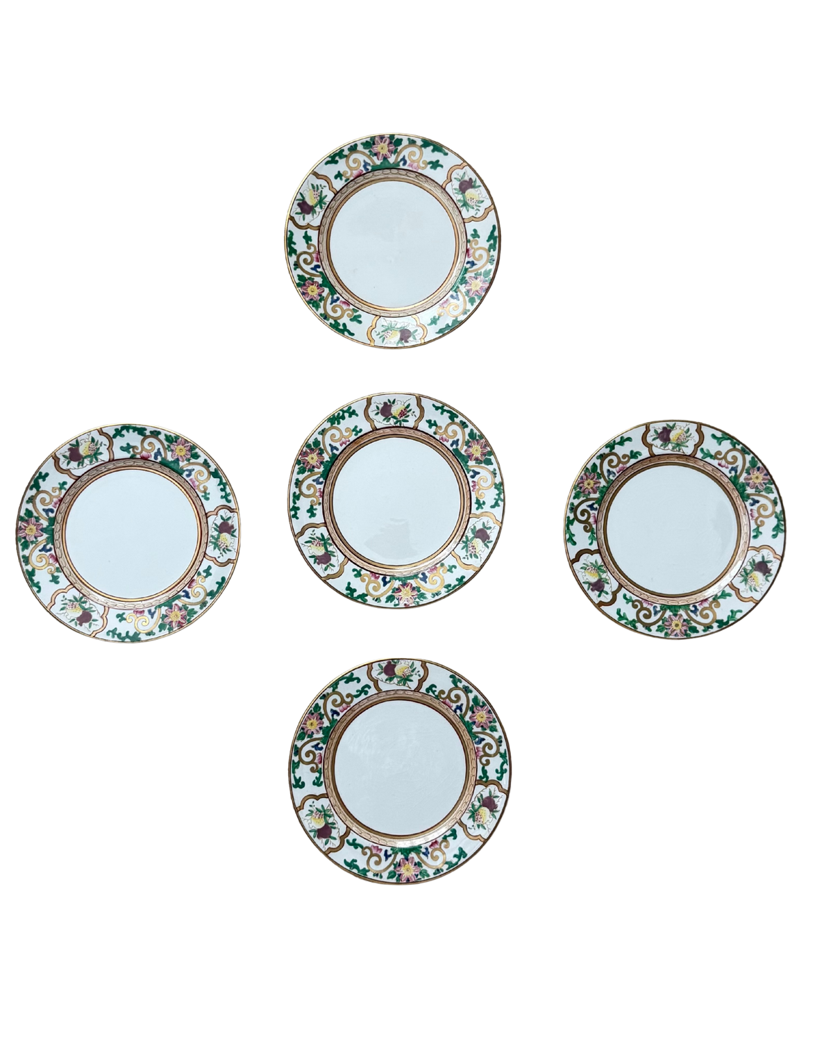 Early 20th-Century Soho Pottery Chinoiserie Plates – Set of 5