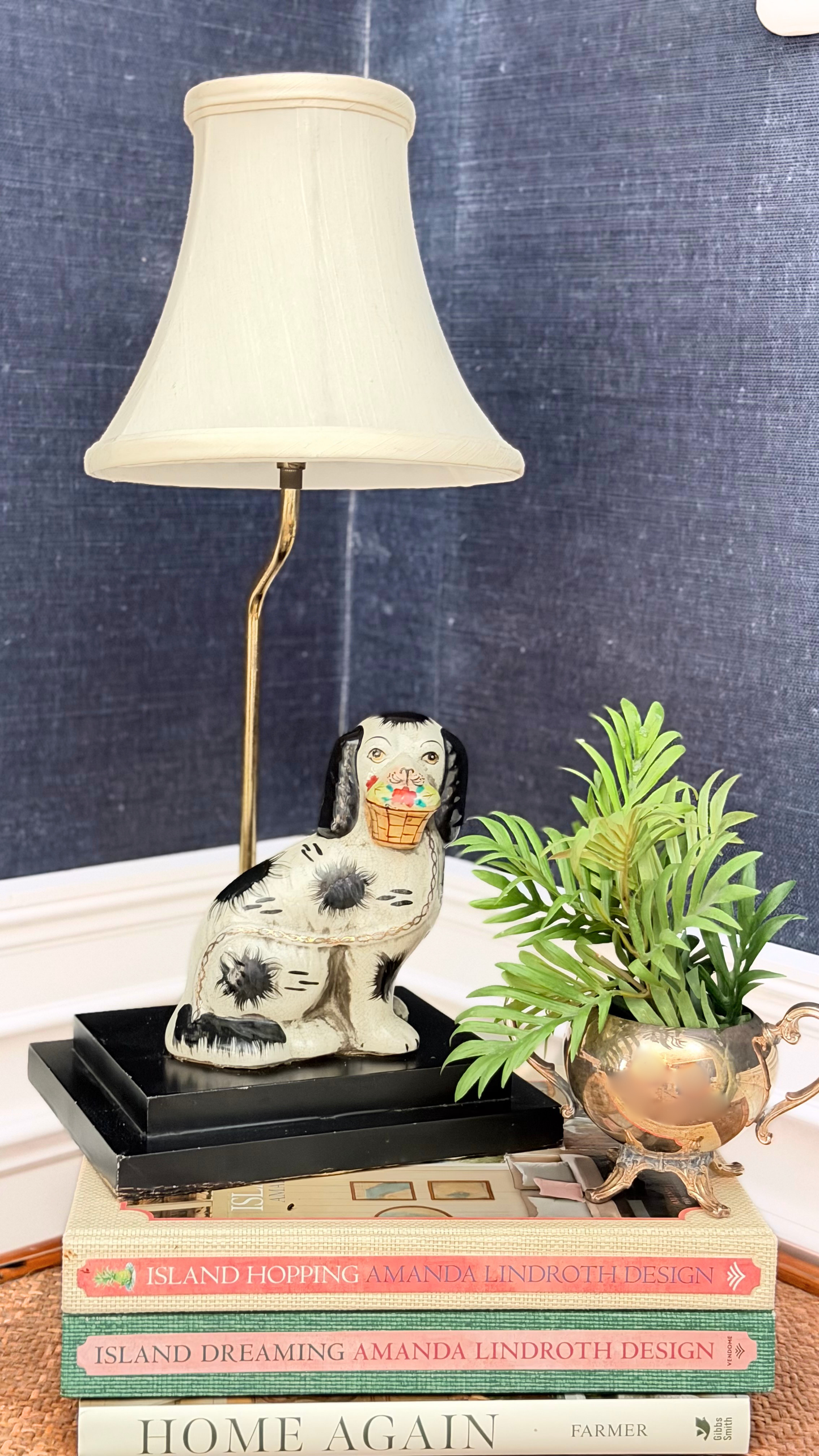 Vintage Staffordshire-Style Spaniel Dog Accent Lamp