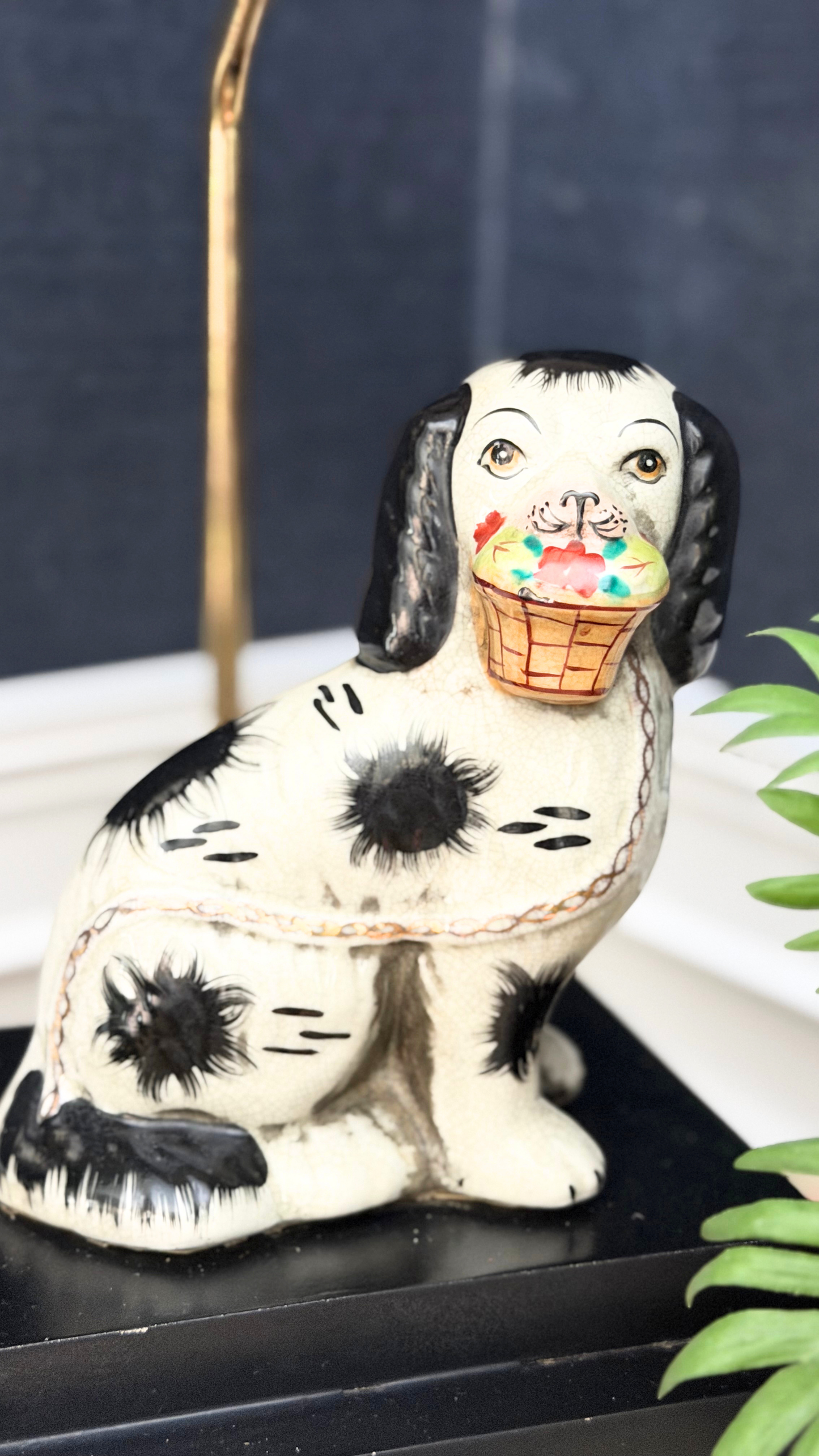 Vintage Staffordshire-Style Spaniel Dog Accent Lamp