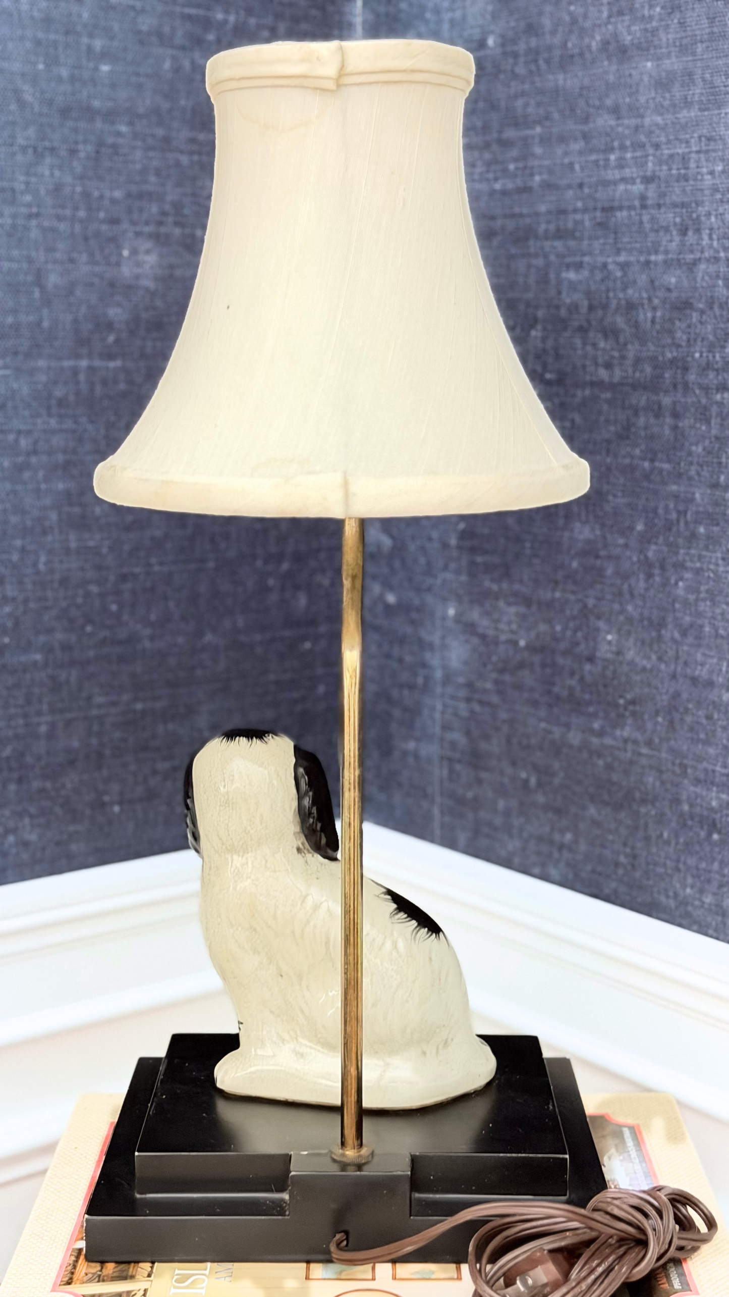 Vintage Staffordshire-Style Spaniel Dog Accent Lamp