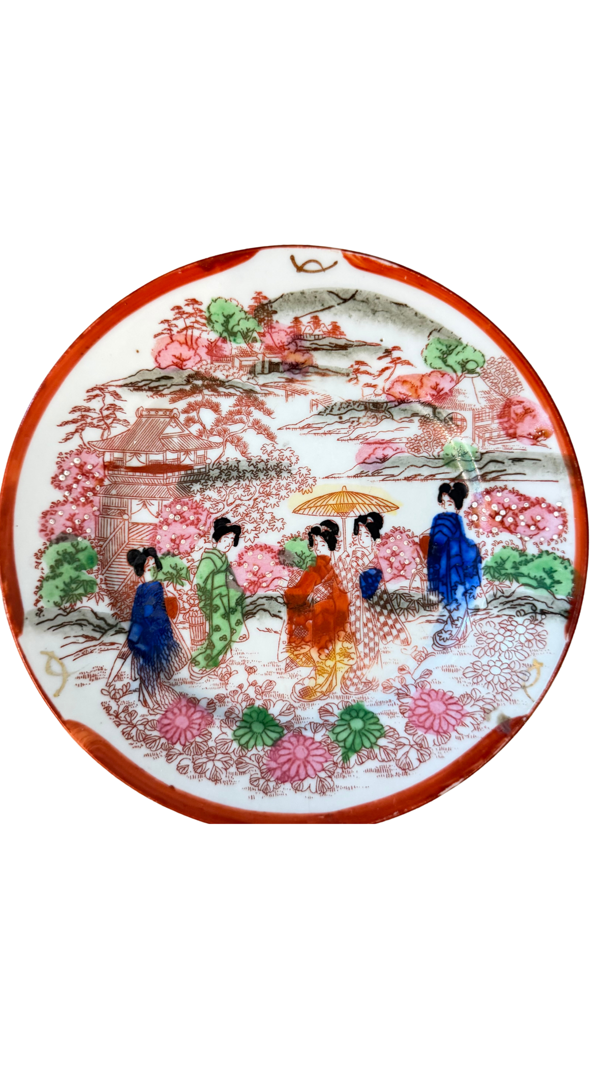 Vintage Japanese Geisha Girl Porcelain — Set of Nine
