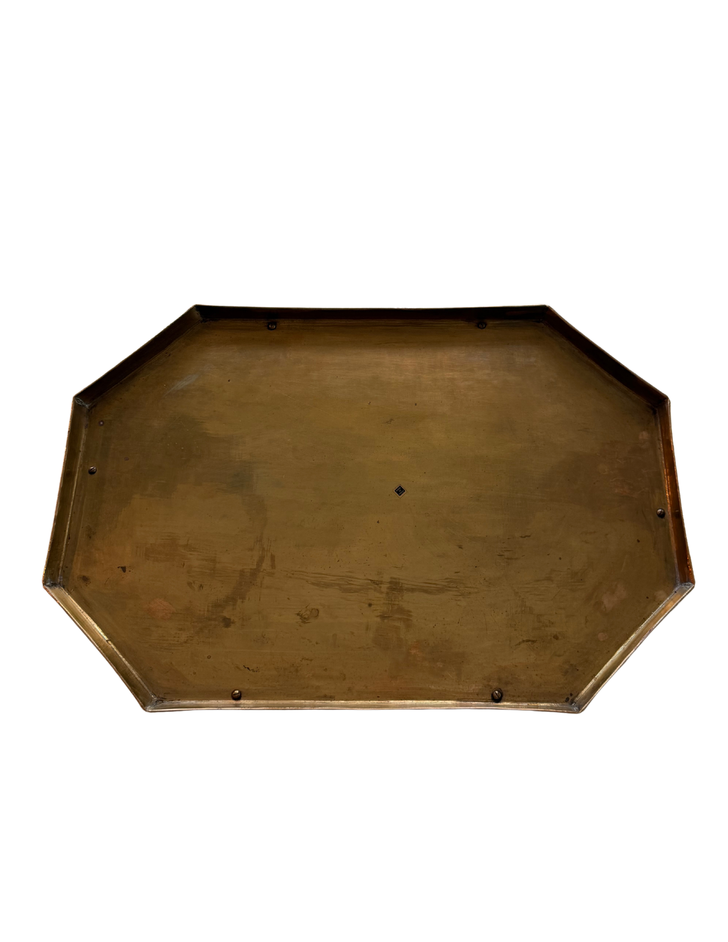 Vintage Solid Brass Faux Bamboo Gallery Tray