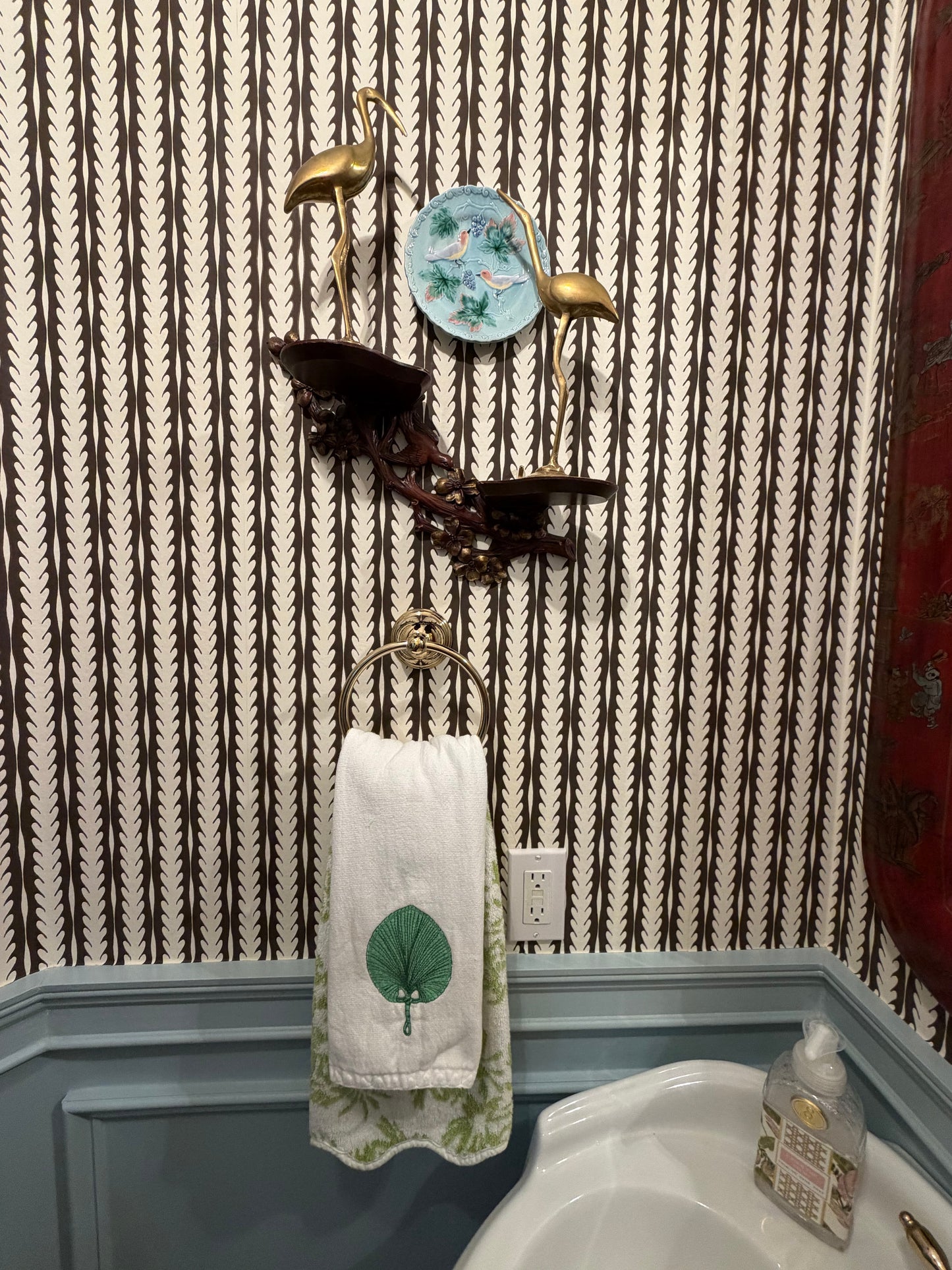 Vintage Solid Brass Crane Pair
