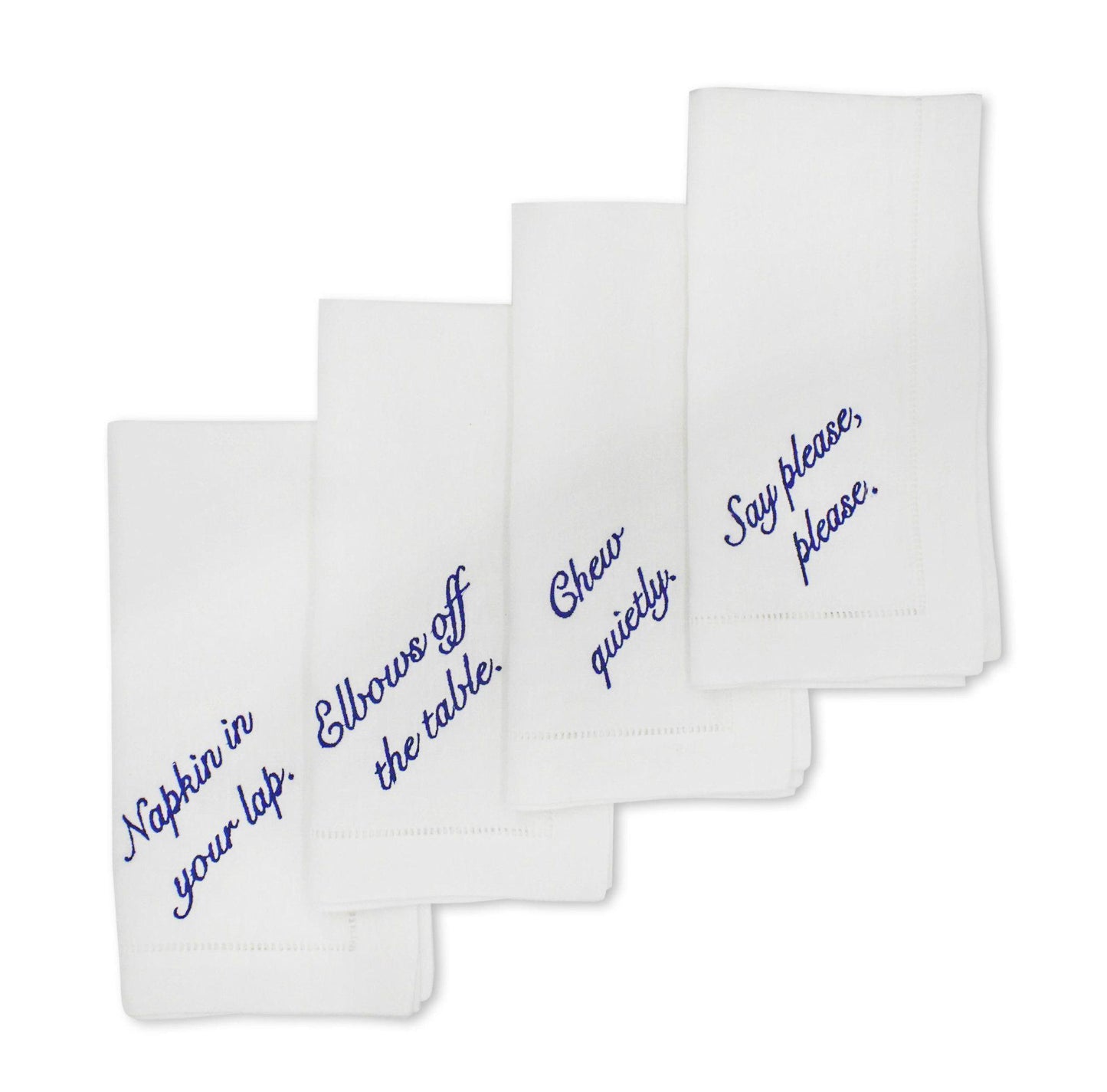 Miss Manners Dinner Napkin Set  of 4 (Blue) – by Chefanie