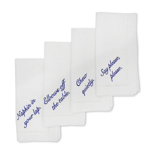 Miss Manners Dinner Napkin Set  of 4 (Blue) – by Chefanie