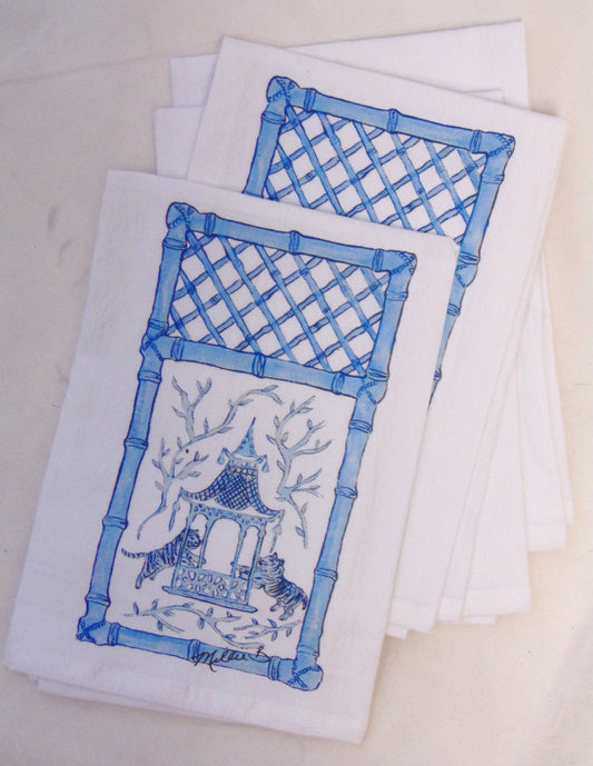 Watercolor Bamboo Tigers Dinner Napkin Set of 4 – Limited Edition by Lowcountry Linens