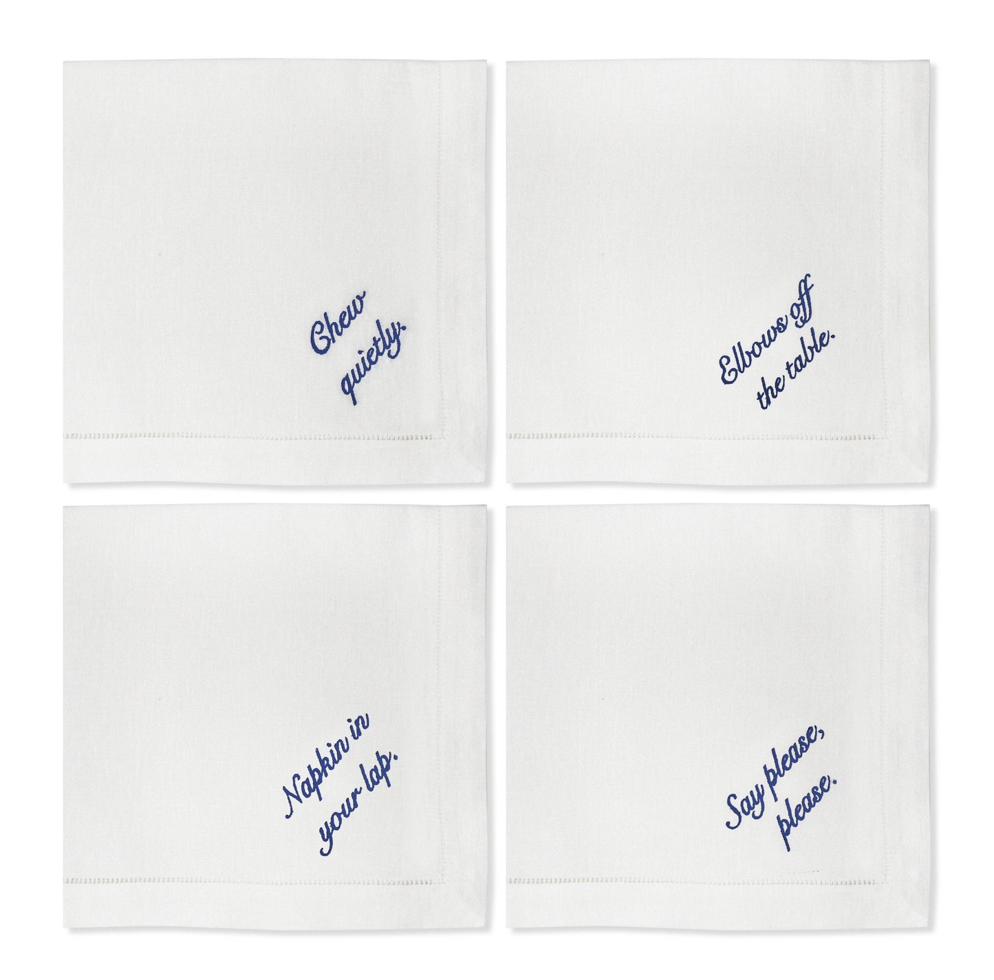 Miss Manners Dinner Napkin Set  of 4 (Blue) – by Chefanie