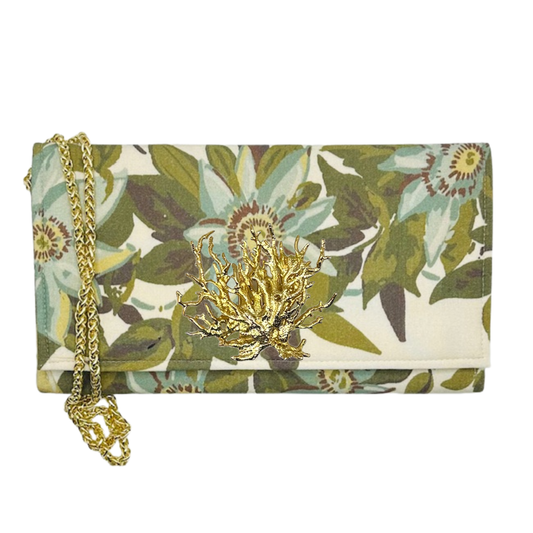 Floral limited-edition Melinda Crossbody Clutch with Coral Embellishment